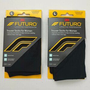 2 Futuro Trouser Socks For Women, Moderate Compression 15 - 20 mmHg, Large